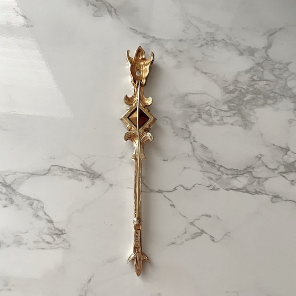 Vintage Gold and Crystal Scepter Brooch Pin by Bobley - Picture 4 of 9